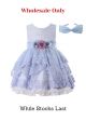 (Wholesale only) Girls Blue Tweed Lace Dresses
