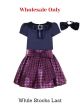 (Wholesale Only) Girls Black Bow Top+Houndstooth Skirt