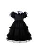 Girls White Peter Pan Collar Black Prom Dresses