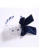 Deep Blue Bow White Flowers Headband