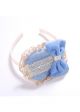 Cute Blue Bow Beige Lace Headband