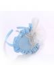 White Chiffon Bow Blue Headband