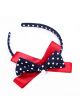 White Dots Red Bow Black Headband