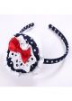 Blace Dots Headband with Red Bow & White Lace