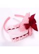 Sweet Bow White Dots Pink Headband