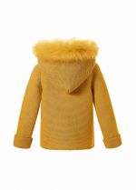 Yellow Single Breasted baby Sweater Coat With Detachable Hat