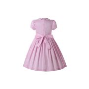 (UK ONLY)Girls Sweet Short Sleeve Pink Smocked Dress