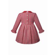 (Pre-order)Girls Red & White Houndstooth Dress+ Handmade Headband