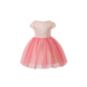 Girls Pink Flower Tulle Dress 3-8 Years