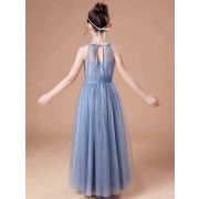 A-line Chiffon Halter Sleeveless Ruffled Floor Length Dresses for Girls