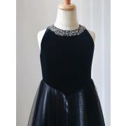 Girls Velvet And Tulle Flower Girl Pageant Gown - Elegant Formal Dress With Sequins