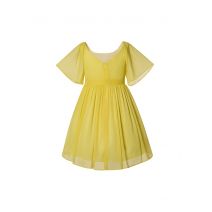 (Pre-order)Young Girls Yellow Chiffon Dress 4-14 Years