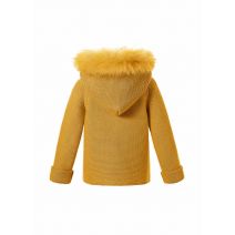 Yellow Single Breasted baby Sweater Coat With Detachable Hat