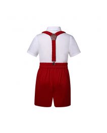 (Pre-order)Boys Red &White Short Set with Bow Tie