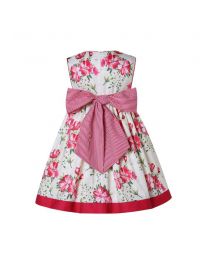 Girls Red and White Floral Embroidery Dress