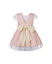 (PRE-ORDER)Girls Lace Over Pink Emboidered Tulle Dress + Handmade Headband
