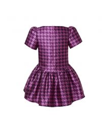 Girls Fuchsia Houndstooth Dress+Headband