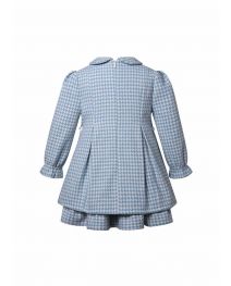(Pre-order) Girl's Fall/Winter Blue Houndstooth Peter Pan collar Dress