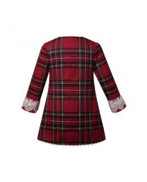 (Pre-order) Girl's Christmas Red Tartan Lace Dress