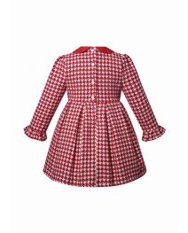 (Pre-order)Girls Red & White Houndstooth Dress+ Handmade Headband