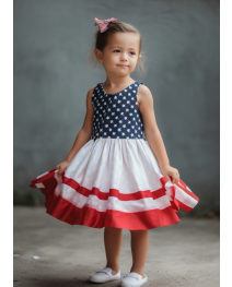 (PRE-ORDER)Girls Summer Swing Sleeveless July 4th Dresses