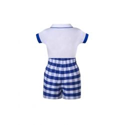 Boys White Shirt + Blue Plaid Shorts