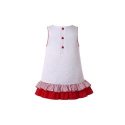 (UK ONLY)White & Red Lace Spring & Summer Baby Dress Set