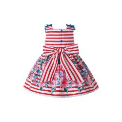 (UK ONLY)Red White Striped Baby Summer Dress + Handmade Headband