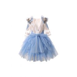 Three Quarter Sleeve Embroidered Tutu Dress + Handmade Headband