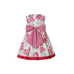 Girls Red and White Floral Embroidery Dress