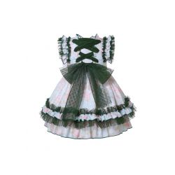 Girls Green Floral Ruffle Dress
