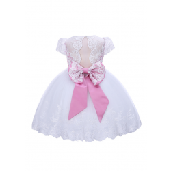 Pink and White Lace Girls Party Dress 6-7 Years