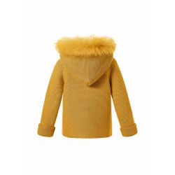 Yellow Single Breasted baby Sweater Coat With Detachable Hat