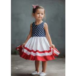 (PRE-ORDER)Girls Summer Swing Sleeveless July 4th Dresses