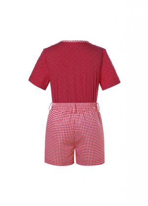 Kids Red Short Sleeve Shirt + Plaid Short