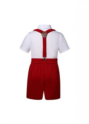 (Pre-order)Boys Red &White Short Set with Bow Tie