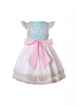 (ONLY 2Y 3Y)Girls Floral Lace Dress + Handmade Headband