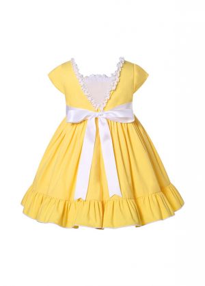 (PRE-ORDER)Girls Easter Yellow Lace Summer Dress + Headband