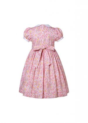 Girls Pink Floral Smocked Dresses
