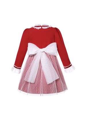 (PRE-ORDER) New Autumn Winter Red Christmas Dress for Girls + Handmade Headband