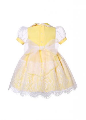 Girls Organza Yellow Smocked Dresses