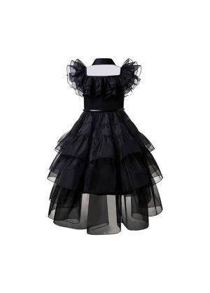 Girls dress for 3-14Y Wednesday Addams Costumes Cosplay Party Dress With belt