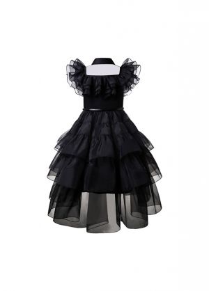 Girls Black Mesh Dress Up Clothes With belt