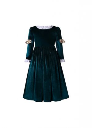 Girls Green Velvet Dress Halloween Princess Costumes