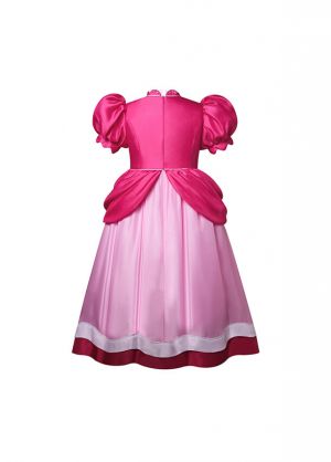 (Pre-order) Girls Super Bros Classic Princess Peach Costume Dress-Up Outfit