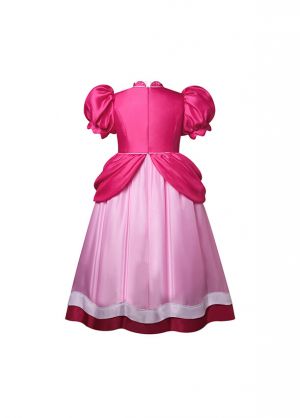 Girls Super Bros Classic Princess Peach Costume Dress-Up Outfit