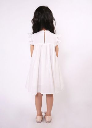 (Pre-Order)Tradional Girls Flower Embroidered White Lace Dress