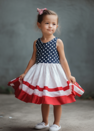 (PRE-ORDER)Girls Summer Swing Sleeveless July 4th Dresses