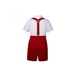 (Pre-order)Boys Red &White Short Set with Bow Tie