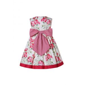 Girls Red and White Floral Embroidery Dress